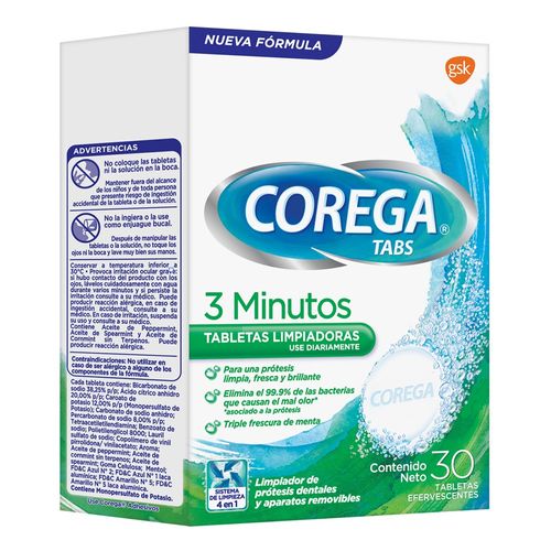 Corega Tabletas Limpiadoras Efervescentes x30