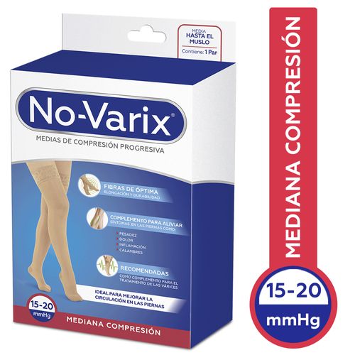 Media al muslo No-Varix® 15-20 mmHg  transparente banda siliconada