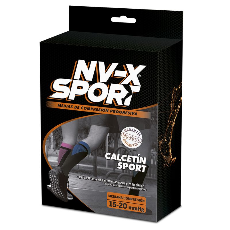 Media de compresión deportiva unisex 15-20 mmHg NV-X Sport black/red M No- Varix  x 1 