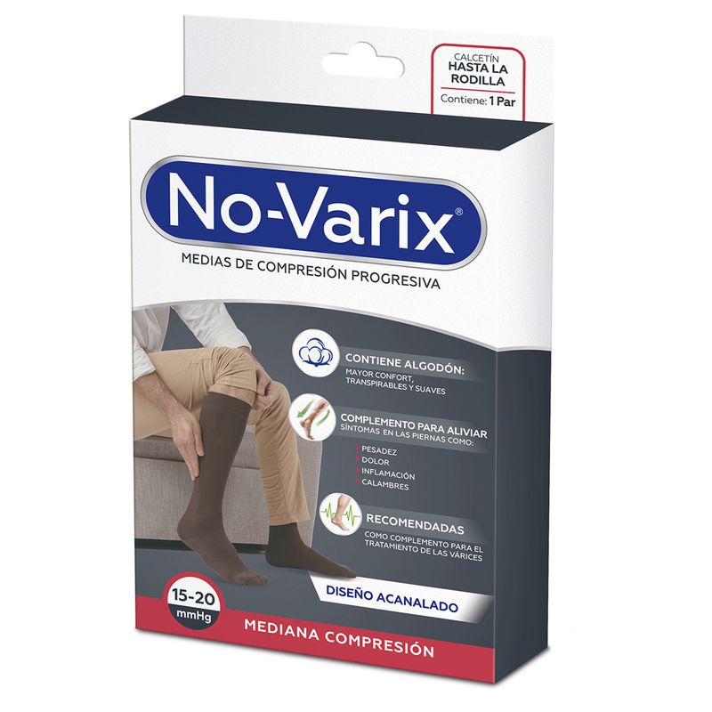 Media de compresión No-Varix hombre 15-20 mmHg fibras especiales negro M No- Varix  x 1 