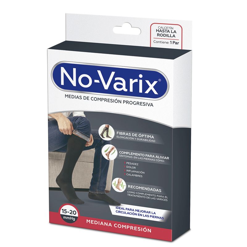 Media de compresión No-Varix hombre 15-20 mmHg negro S No- Varix  x 1 