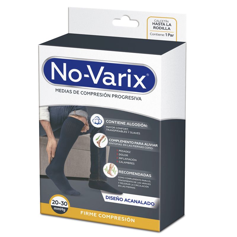 Media de compresión No-Varix hombre 20-30 mmHg clásica negro L No- Varix  x 1 