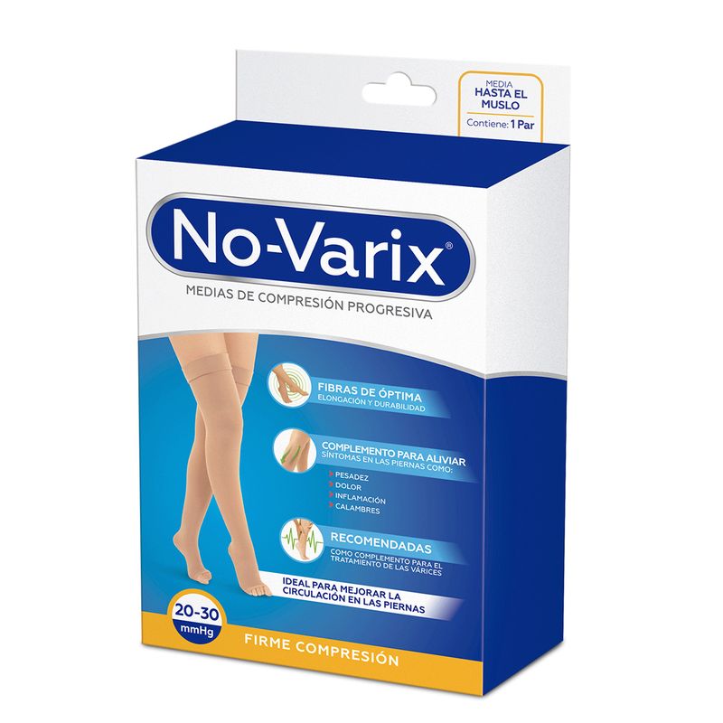 Media al muslo No-Varix 30-40 mmHg opaca puntera abierta beige L No- Varix  x 1 