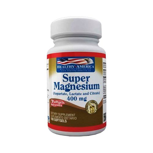 Súper Magnesium Healthy America 400 mg Frasco x 100 Softgels