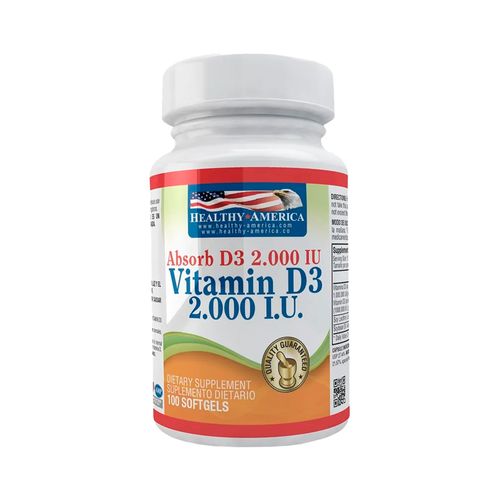 Vitamin D3 Healthy America 2.000 Iux 100 Softgels