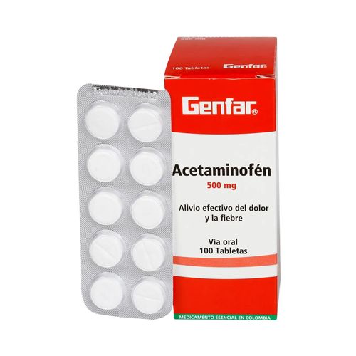 Acetaminofen Genfar 500 mg x 10 Tabletas (Precio x Blister)