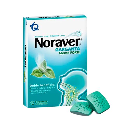 Garganta Forte Menta Noraver x 12 Tabletas