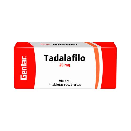 Tadalafilo Genfar 20 mg x 4 Tabletas