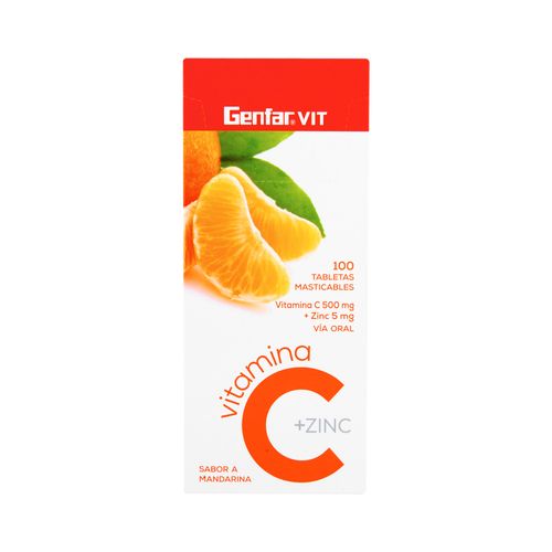 Vitamina C Genfar Masticable Mandarina + Zinc x 10 Tabletas