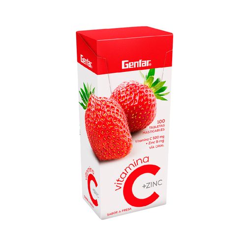 Vitamina C Genfar Fresa + Zinc 500/5mg x 10 Tabletas