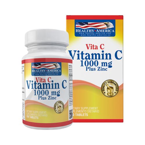 Healthy America Vitamina C Plus Zinc 1000 mg Frasco x 100 Tabletas