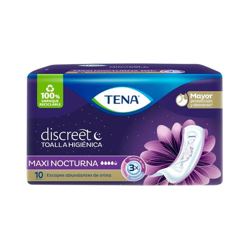 Toallas Tena Discreet Max Night Paquete x 10 Unidades