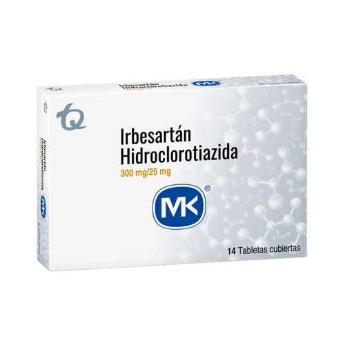 Irbesartan 300 mg Hidroclorotiazida 25 mg MK x 14 Tabletas