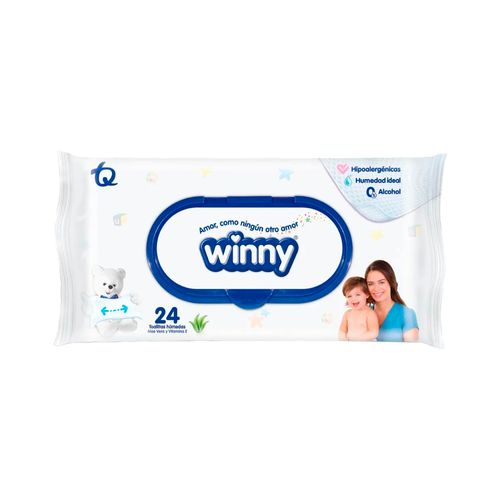 Pañitos Humedos Pequeñin Winny Aloe Vitamina E Paquete x 24 Unidades