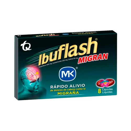 Ibuflash Migran 400 250 65 mg Caja x 8 Capsulas